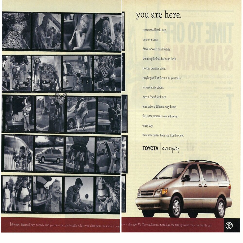 1998 Toyota Sienna Vintage Magazine Print Ad/Poster You Are Here